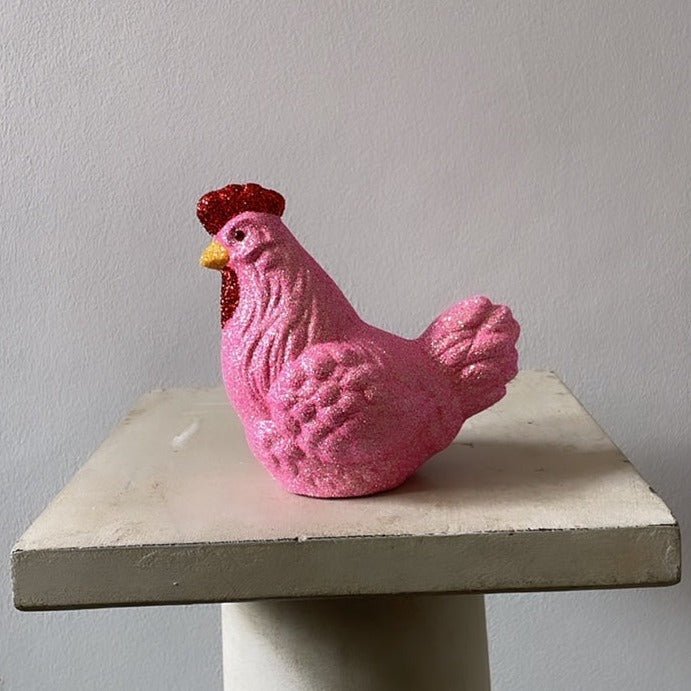Soft Pink Small Glitter Chicken | Ino Schaller - Bon Ton goods