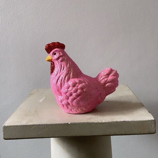 Soft Pink Small Glitter Chicken | Ino Schaller - Bon Ton goods