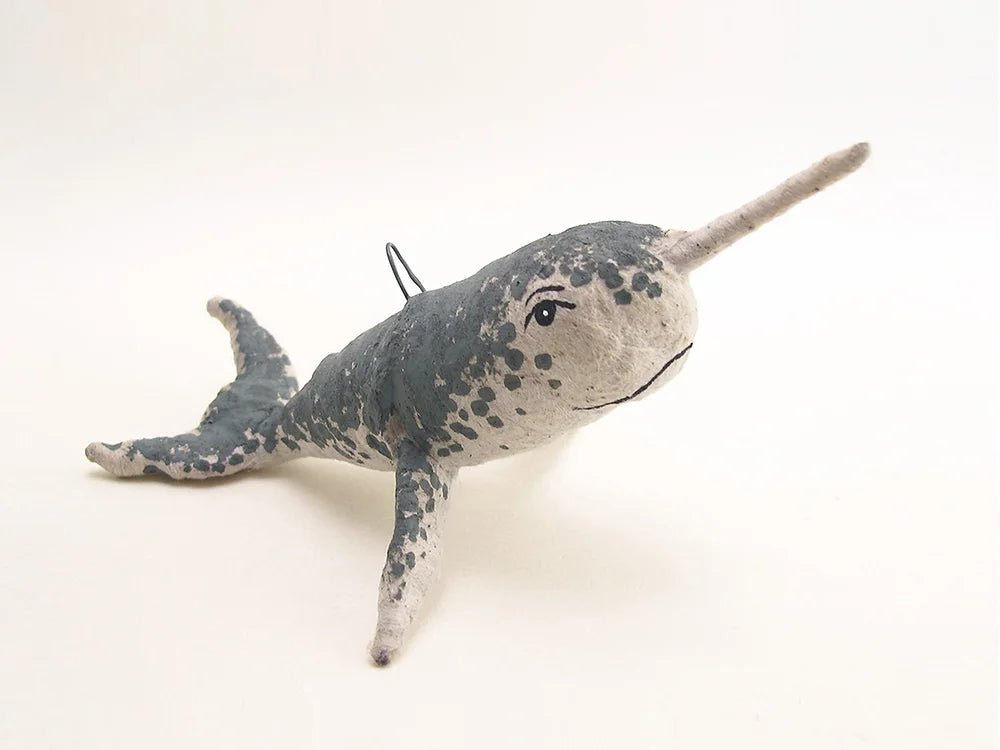 Speckled Narwhal - Vintage Inspired Spun Cotton | Vintage by Crystal Spun Cotton Ornament - Bon Ton goods