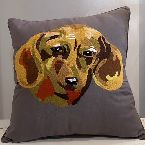 “Spike” Dachshund Dog Embroidered Cushion - Bon Ton goods