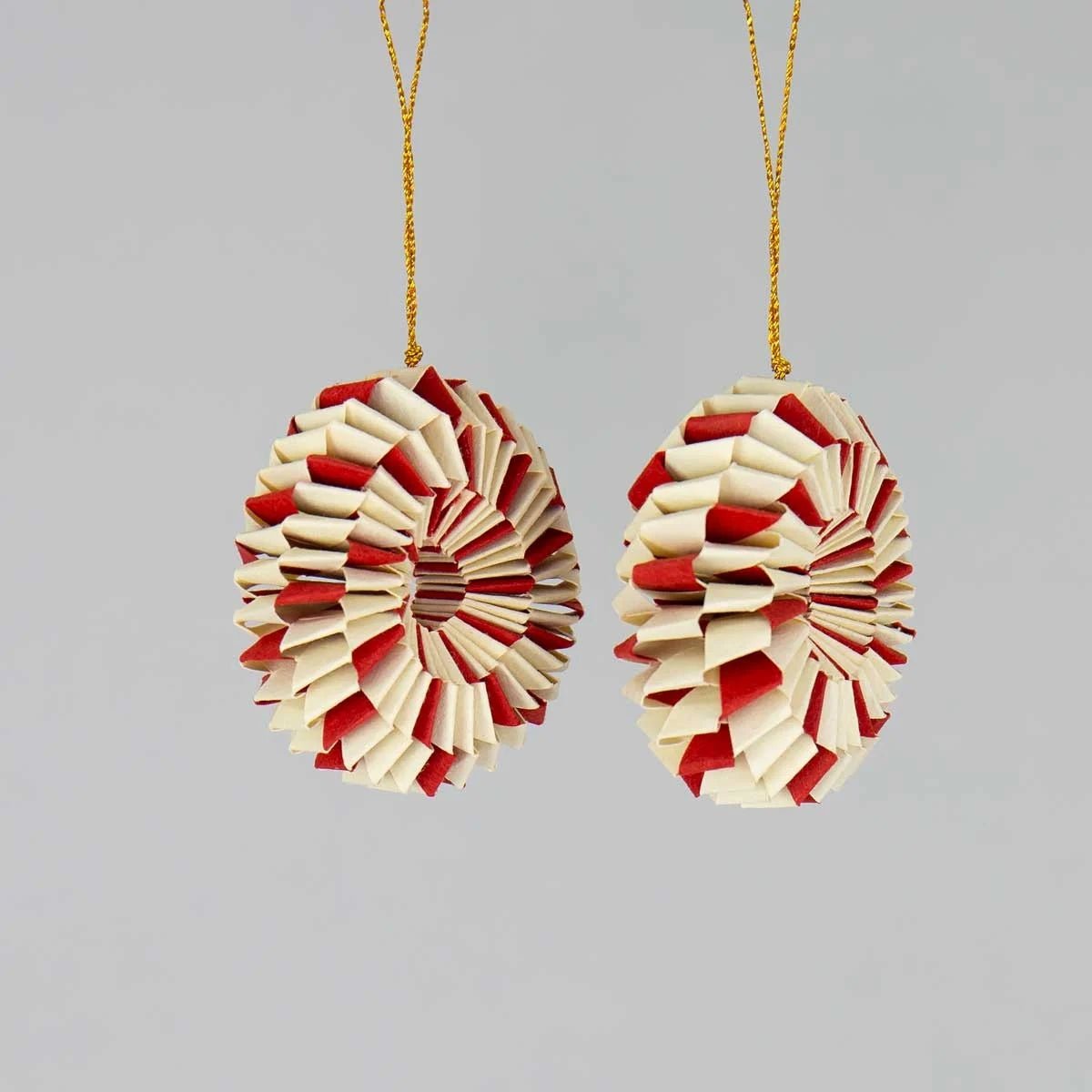 Spin Christmas Ornament 2-Pack, Off-White/Red | Christmas Ornament - Bon Ton goods