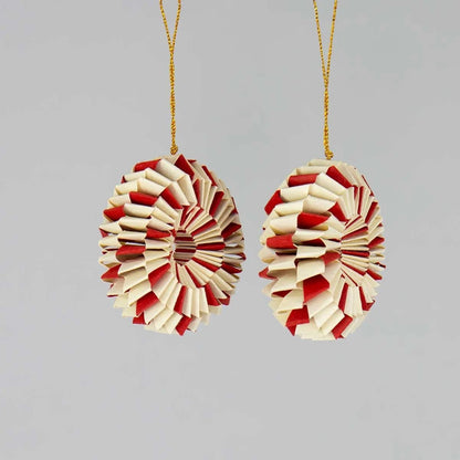 Spin Christmas Ornament 2-Pack, Off-White/Red | Christmas Ornament - Bon Ton goods