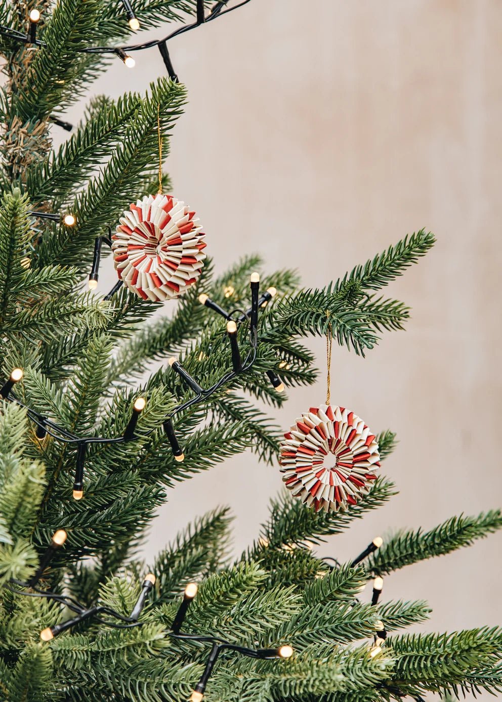 Spin Christmas Ornament 2-Pack, Off-White/Red | Christmas Ornament - Bon Ton goods