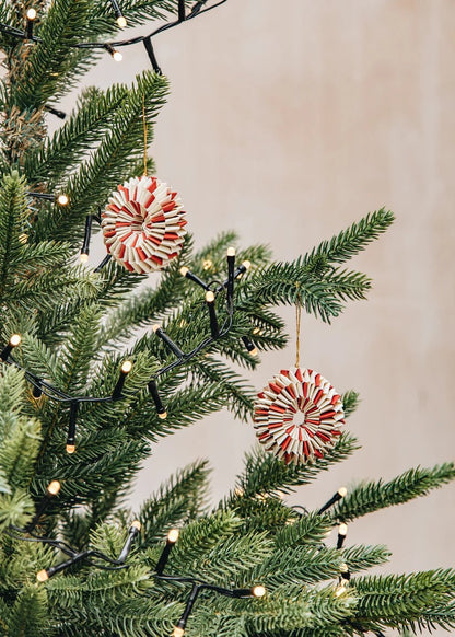 Spin Christmas Ornament 2-Pack, Off-White/Red | Christmas Ornament - Bon Ton goods