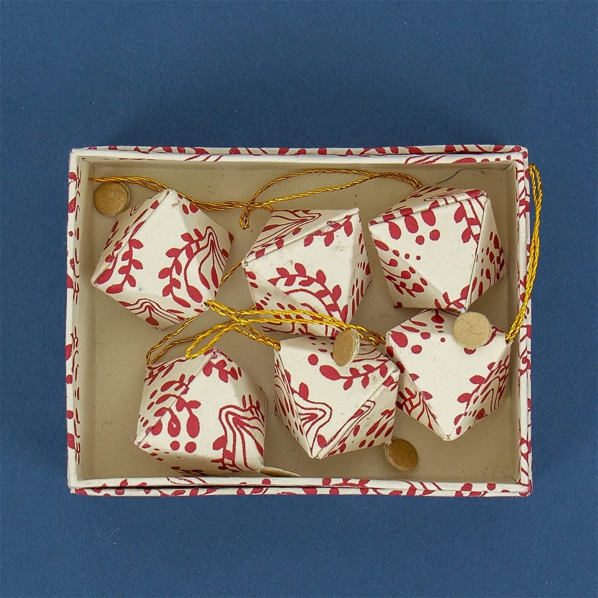 Spirit Romb Christmas Ornaments, Red and White, Set of 6 by A World of Craft, alternate view