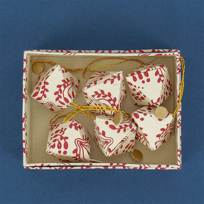 Spirit Romb Christmas Ornaments, Red and White, Set of 6 by A World of Craft, alternate view