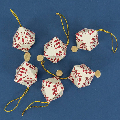 Spirit Romb Christmas Ornaments, Red and White, Set of 6 by A World of Craft, alternate view