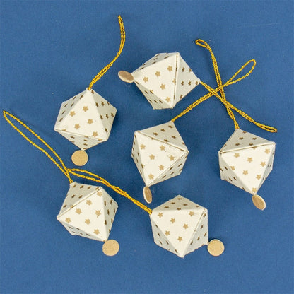 Spirit Romb Christmas Ornaments, White and Gold, Set of 6 by A World of Craft, Swedish-designed handmade Christmas decoration