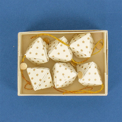 Spirit Romb Christmas Ornaments, White and Gold, Set of 6 by A World of Craft, alternate view