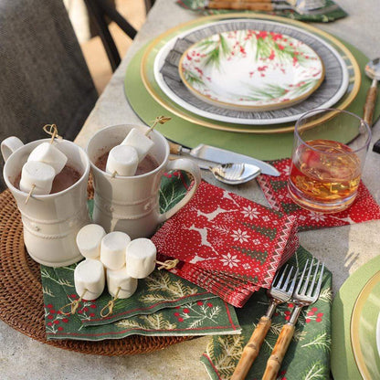 Sprigs and Berries Paper Luncheon Napkins in Evergreen | Caspari - Bon Ton goods