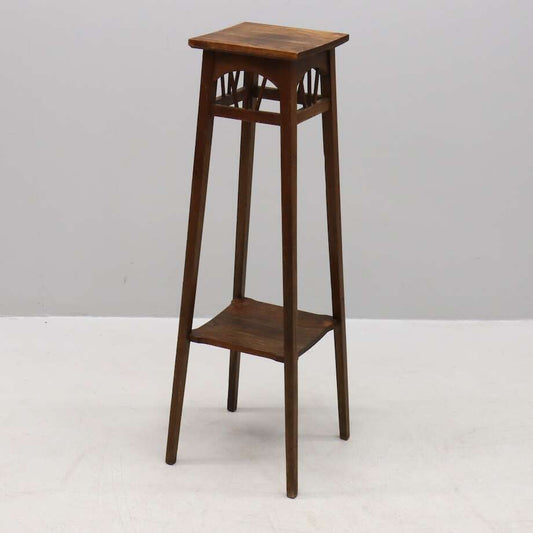 Stained Oak Pedestal Stand - Bon Ton goods