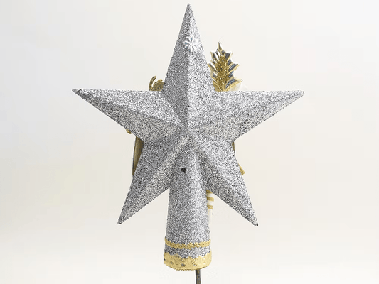Star Angel Tree Topper (Assorted) | Vintage by Crystal Spun Cotton Ornament - Bon Ton goods
