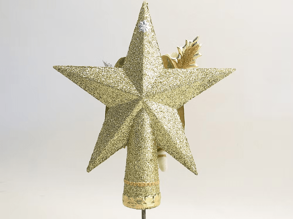 Star Angel Tree Topper (Assorted) | Vintage by Crystal Spun Cotton Ornament - Bon Ton goods