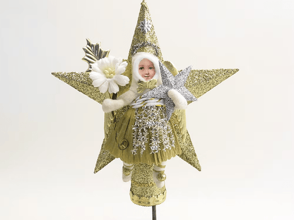 Star Angel Tree Topper (Assorted) | Vintage by Crystal Spun Cotton Ornament - Bon Ton goods