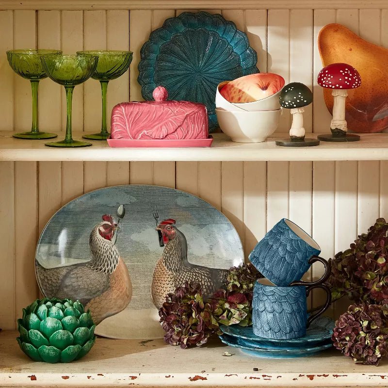 Stoneware Feather Mugs: Set of 4 | John Derian - Bon Ton goods