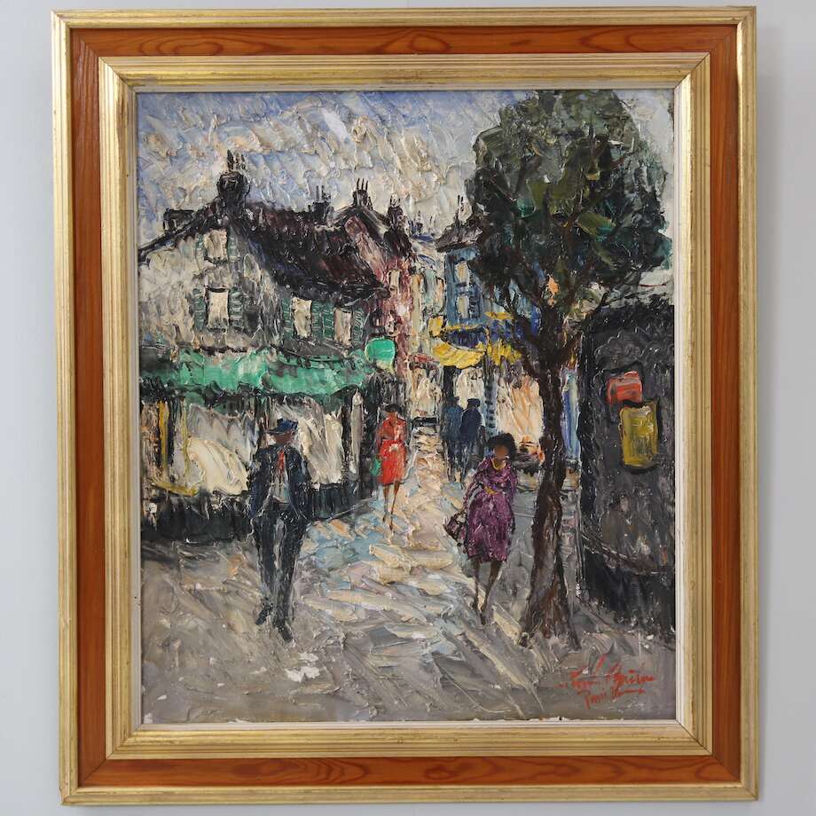 Street Scene, Paris Unidentified Artist, Oil on Canvas - Bon Ton goods