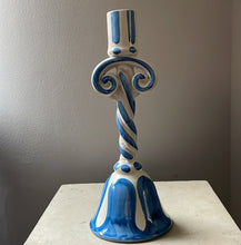 Load image into Gallery viewer, Striped Candle Holder Blue - Bon Ton goods
