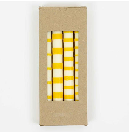 STRIPED CANDLE - YELLOW/WHITE - Bon Ton goods