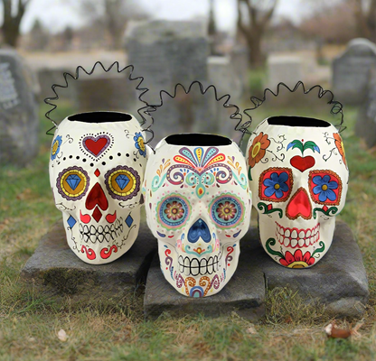 Sugar Skull Candy Bucket Christmas Ornament - Bon Ton goods