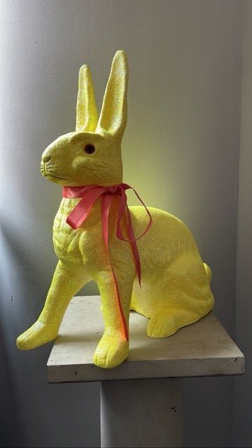 Sunny Yellow Glitter Giant Bunny Sitting | Ino Schaller - Bon Ton goods