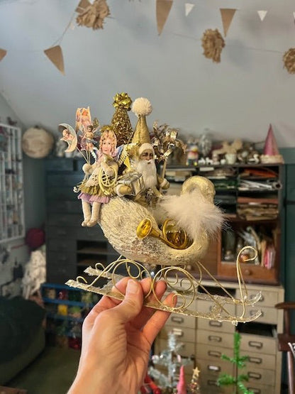Swan Sleigh | Vintage by Crystal Spun Cotton Ornament - Bon Ton goods