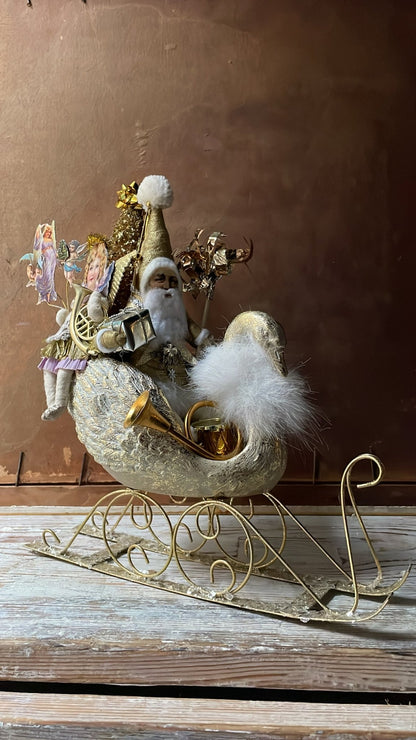 Swan Sleigh | Vintage by Crystal Spun Cotton Ornament - Bon Ton goods