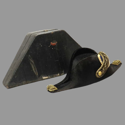 Swedish 19th-Century Military Bicorne Hat with Original Wooden Case - Bon Ton goods