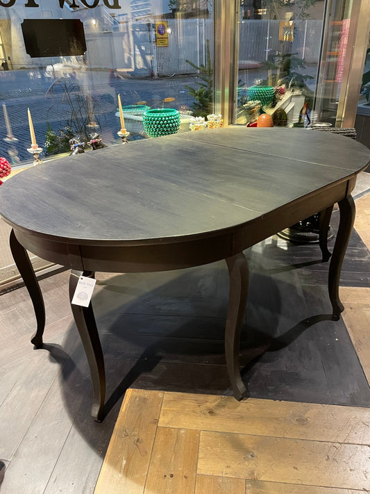 Swedish Antique Oval Dining Table, c. 1880 — Repainted Black - Bon Ton goods