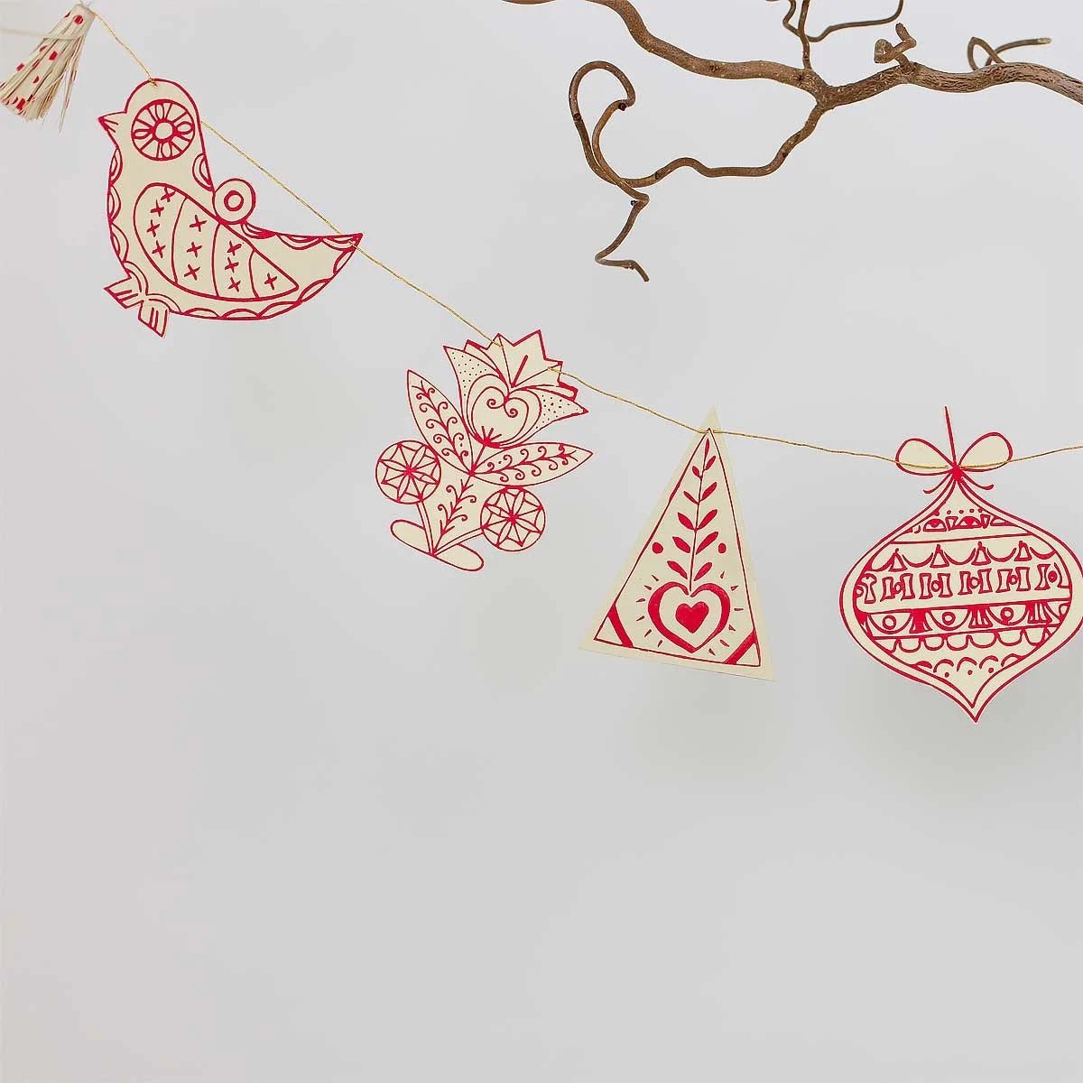 Swedish Pendants Folklore Garland | Christmas Ornament - Bon Ton goods