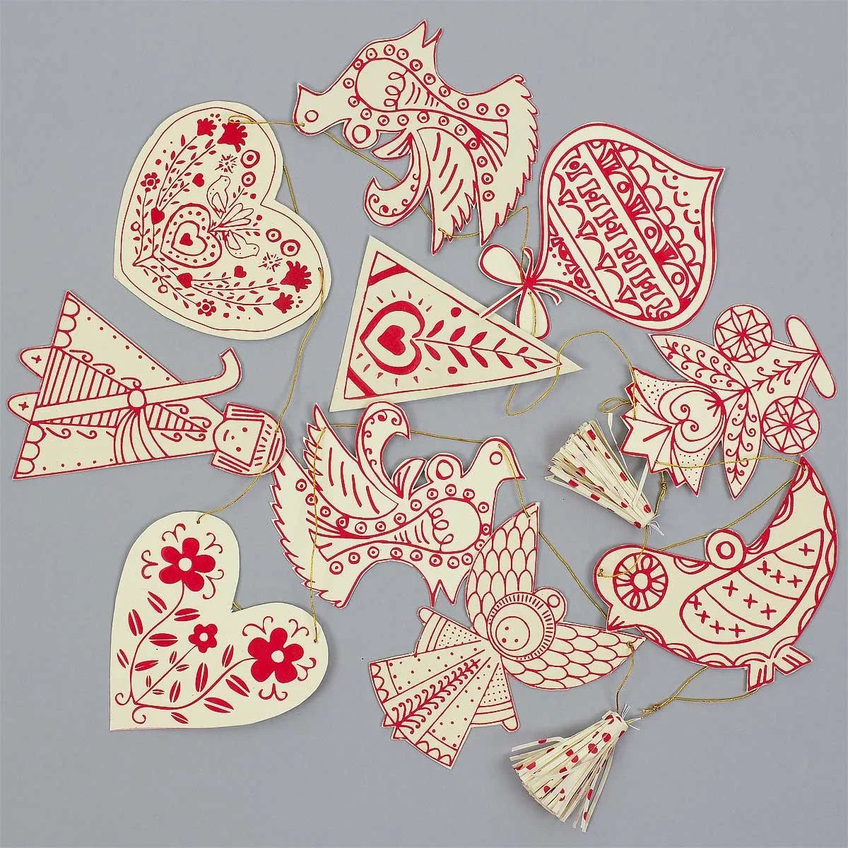 Swedish Pendants Folklore Garland | Christmas Ornament - Bon Ton goods