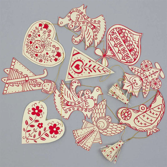 Swedish Pendants Folklore Garland | Christmas Ornament - Bon Ton goods