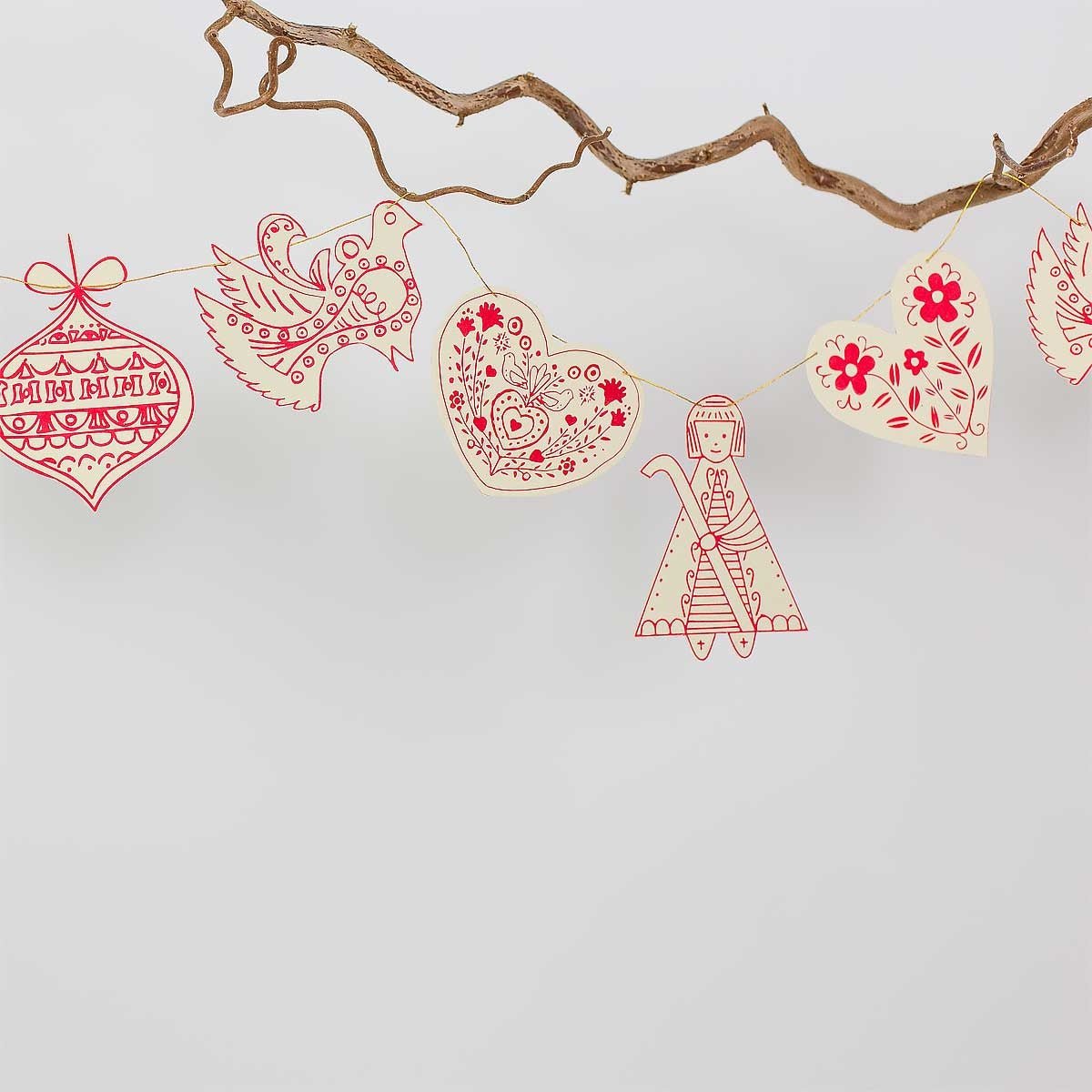 Swedish Pendants Folklore Garland | Christmas Ornament - Bon Ton goods
