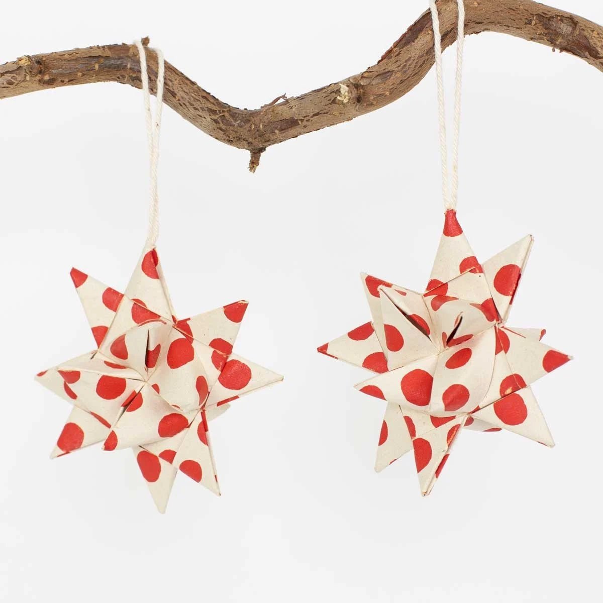 Swedish Star Christmas Pendant 2-pack, white/red | Christmas Ornament - Bon Ton goods