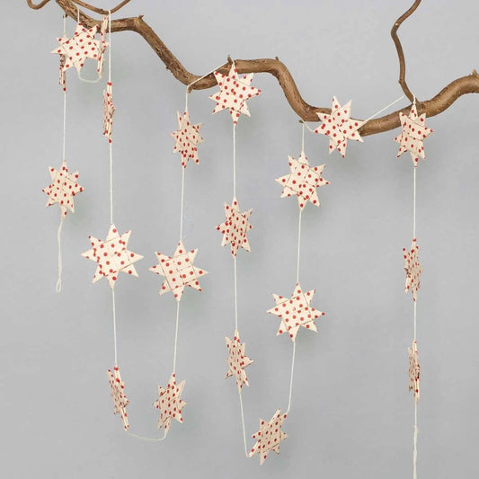 Swedish Star Garland, white/red | Christmas Ornament - Bon Ton goods