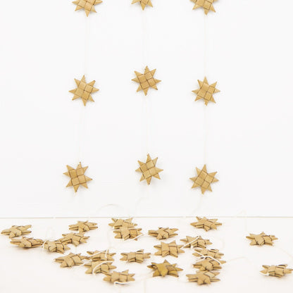 Swedish Stars on a String Garland, nature | Christmas Ornament - Bon Ton goods