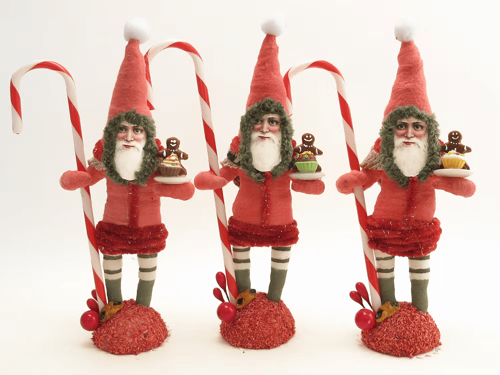 Sweet Treat Santa Figure | Vintage by Crystal Spun Cotton Ornament - Bon Ton goods