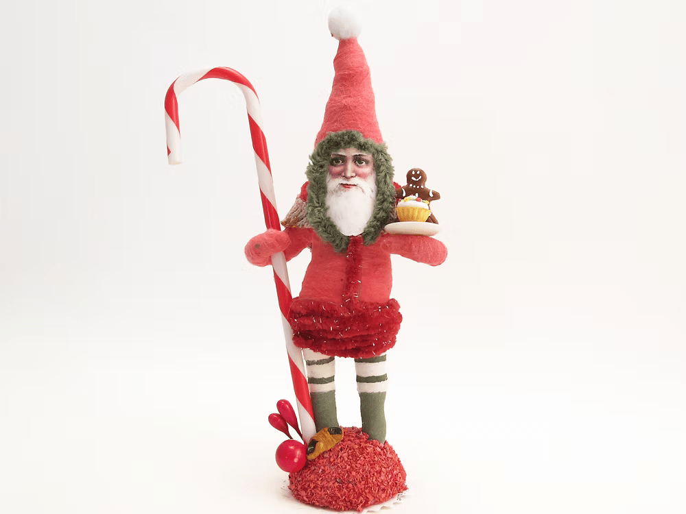 Sweet Treat Santa Figure | Vintage by Crystal Spun Cotton Ornament - Bon Ton goods