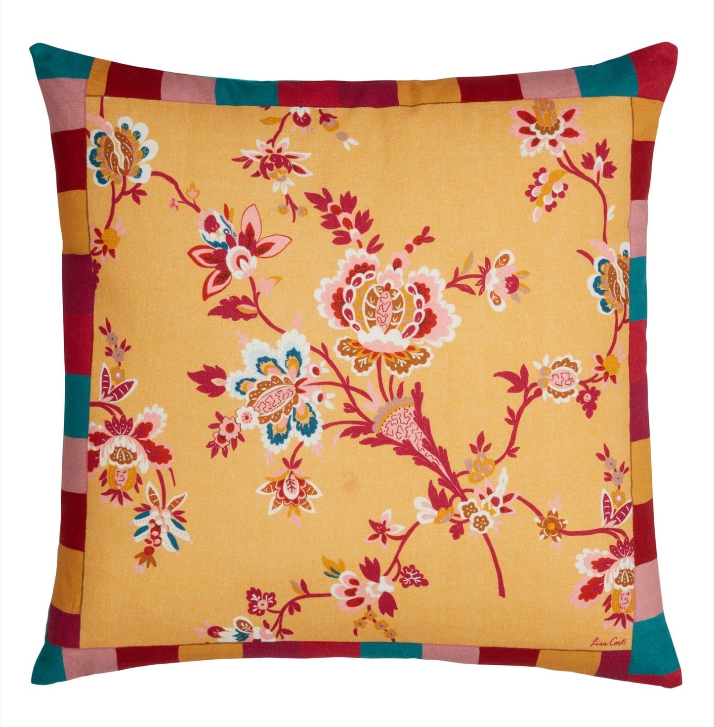Swiss Geranium Yellow Pillow Cushion Cover 45x45 | Lisa Corti - Bon Ton goods