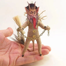 Load image into Gallery viewer, Tea Stain Krampus Ornament/Figure - Vintage Inspired Spun Cotton - Bon Ton goods
