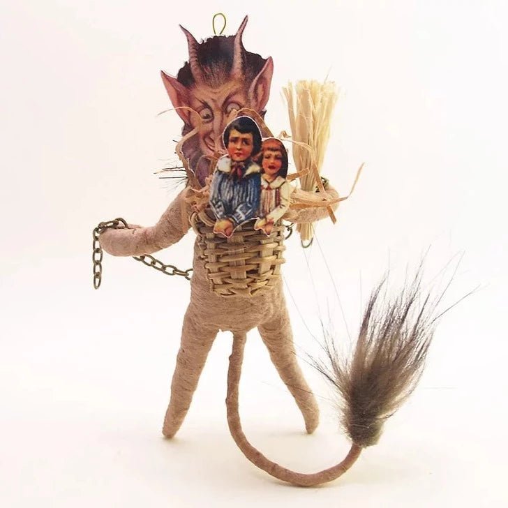 Tea Stain Krampus Ornament/Figure - Vintage Inspired Spun Cotton | Vintage by Crystal Spun Cotton Ornament - Bon Ton goods