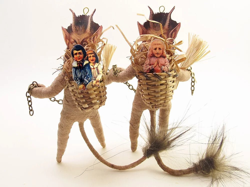 Tea Stain Krampus Ornament/Figure - Vintage Inspired Spun Cotton | Vintage by Crystal Spun Cotton Ornament - Bon Ton goods