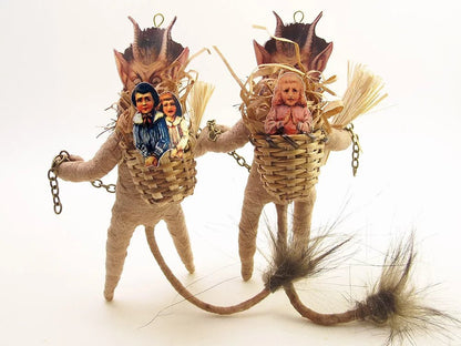 Tea Stain Krampus Ornament/Figure - Vintage Inspired Spun Cotton | Vintage by Crystal Spun Cotton Ornament - Bon Ton goods