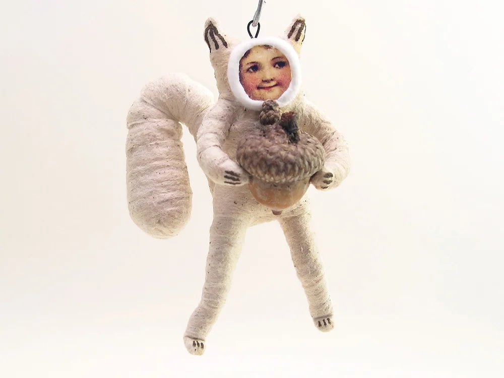 Tea Stain Squirrel Child Ornament | Vintage by Crystal Spun Cotton Ornament - Bon Ton goods