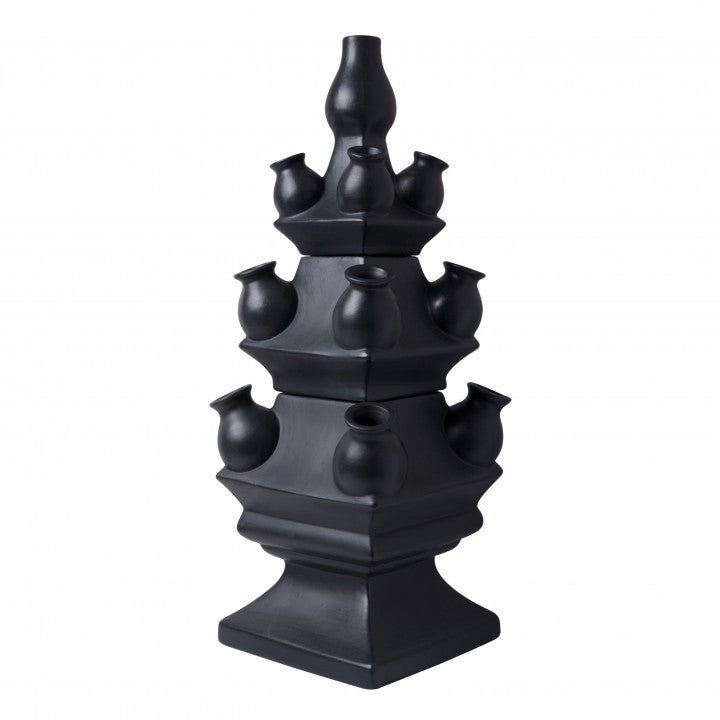 THREE TIER TULIP VASE BLACK - Bon Ton goods