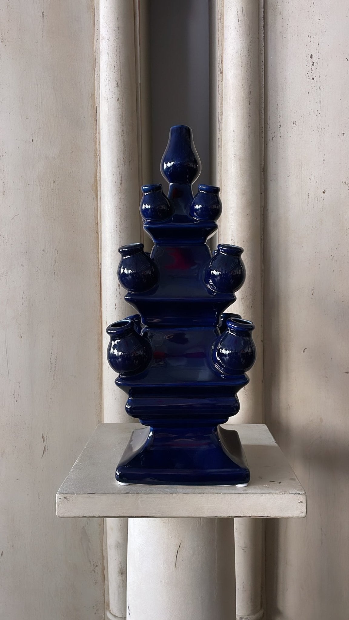 Three Tier Tulip Vase Dark Blue | Heinen Delfts Blauw - Bon Ton goods