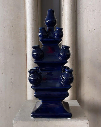 Three Tier Tulip Vase Dark Blue | Heinen Delfts Blauw - Bon Ton goods