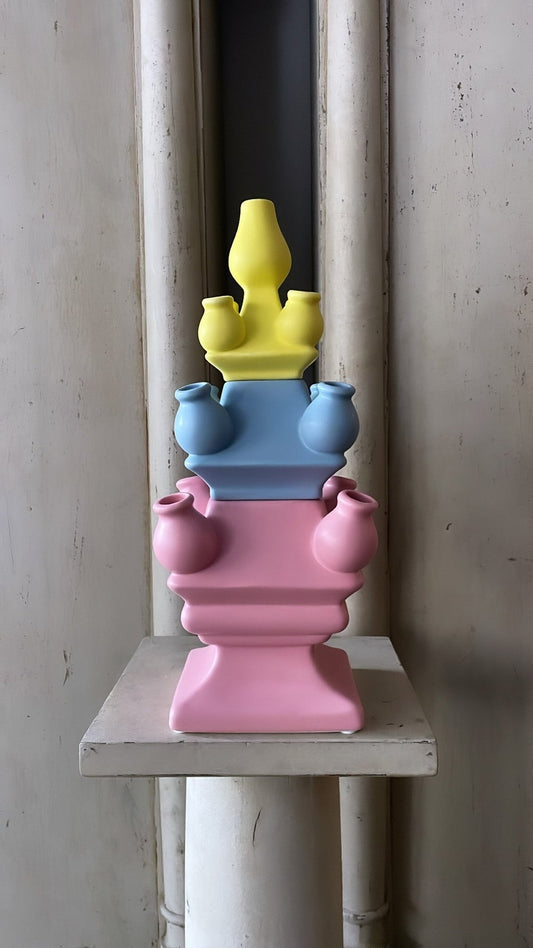 Three Tier Tulip Vase Neapolitan | Heinen Delfts Blauw - Bon Ton goods