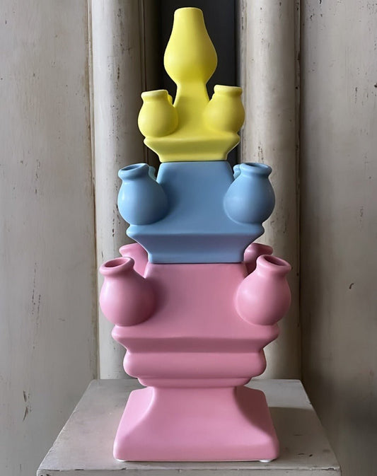 Three Tier Tulip Vase Neapolitan | Heinen Delfts Blauw - Bon Ton goods