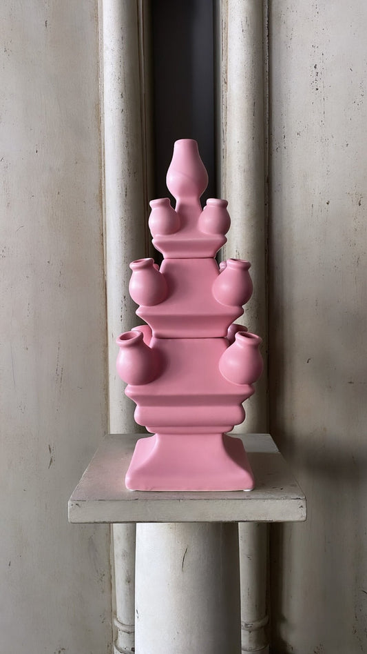 Three Tier Tulip Vase Pink | Heinen Delfts Blauw - Bon Ton goods