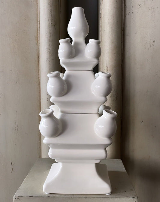 Three Tier Tulip Vase White | Heinen Delfts Blauw - Bon Ton goods